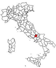 Karta över Italien, med Isernia (provins) markerat