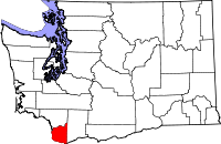 Karta över Washington med Clark County markerat