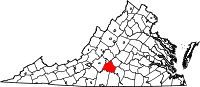 Karta över Virginia med Campbell County markerat