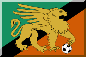 600px Verde Nero e Arancione (Diagonale) con leone e pallone.png