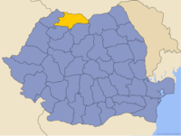 Administrativ karta över Rumänien med distriktet Maramureş utsatt