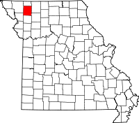 Karta över Missouri med Gentry County markerat