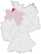 Landkreis Cuxhaven (mörkröd) i Tyskland