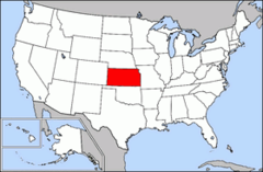 Karta över USA med Kansas markerad