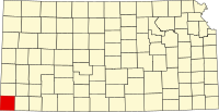 Karta över Kansas med Morton County markerat