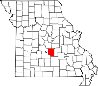 Karta över Missouri med Pulaski County markerat