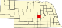 Karta över Nebraska med Howard County markerat