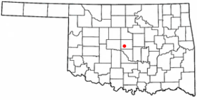 Karta över Oklahoma, Oklahoma City markerat