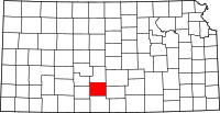 Karta över Kansas med Pratt County markerat