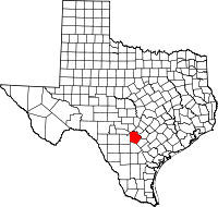 Karta över Texas med Bexar County markerat