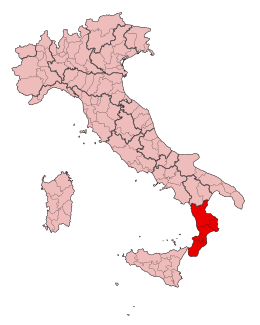 Karta över Italien, med Kalabrien markerat