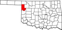 Karta över Oklahoma med Ellis County markerat