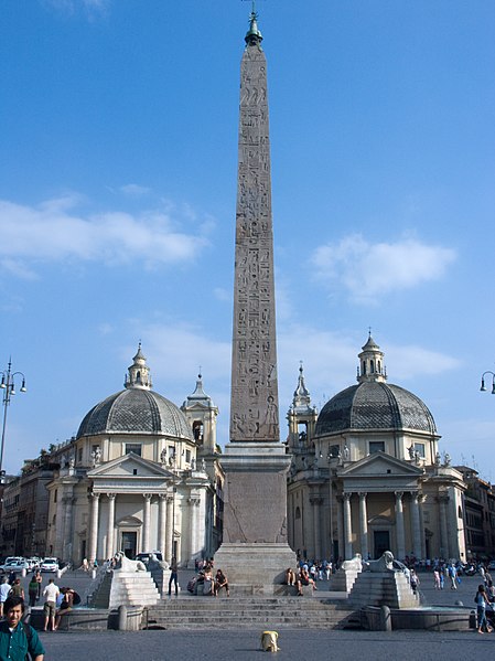 Fil:Rome-Piazza del Popolo-Obélisque et églises Santa Maria.jpg