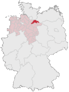 Landkreis Lüneburg (mörkröd) i Tyskland