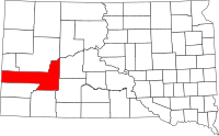 Karta över South Dakota med Pennington County markerat