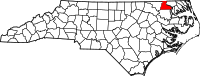 Karta över North Carolina med Hertford County markerat
