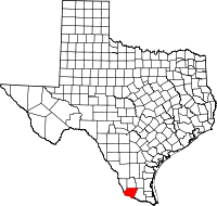 Karta över Texas med Starr County markerat