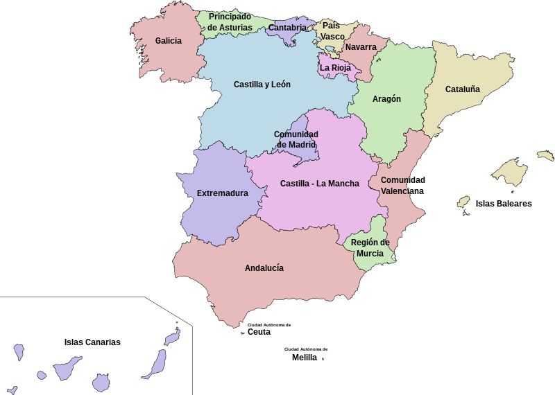 Fil:Comunidades autónomas de España.svg