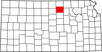 Karta över Kansas med Cloud County markerat