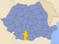Administrativ karta över Rumänien med distriktet Olt utsatt