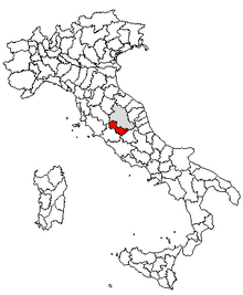 Karta över Italien, med Terni (provins) markerat