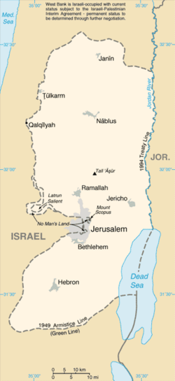 Karta över Västbanken.