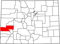 Karta över Colorado med Montrose County markerat