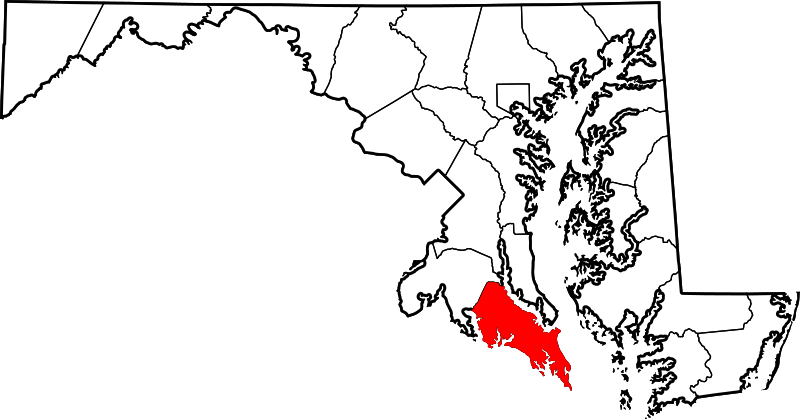 Fil:Map of Maryland highlighting Saint Mary's County.svg