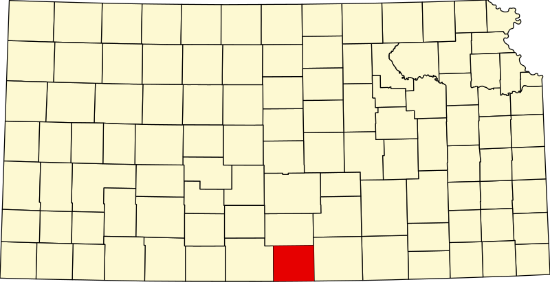 Karta över Kansas med Harper County markerat