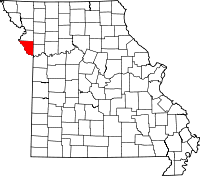 Karta över Missouri med Platte County markerat