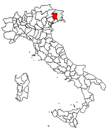 Karta över Italien, med Pordenone (provins) markerat