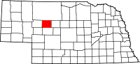 Karta över Nebraska med Hooker County markerat