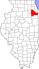 Karta över Illinois med Will County markerat