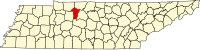 Karta över Tennessee med Cheatham County markerat