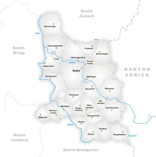 Fil:Karte Gemeinden des Bezirks Baden 2006.png