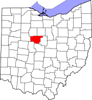 Karta över Ohio med Marion County markerat