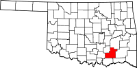 Karta över Oklahoma med Atoka County markerat