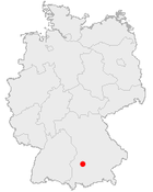 Augsburgs läge i Tyskland