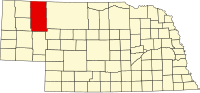 Karta över Nebraska med Sheridan County markerat