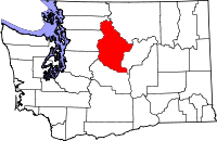 Karta över Washington med Chelan County markerat