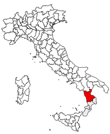 Karta över Italien, med Cosenza (provins) markerat