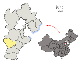 Shijiazhuangs läge i Hebei, Kina.