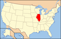 Karta över USA med Illinois markerad