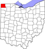 Karta över Ohio med Williams County markerat