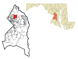 Prince George's County Maryland Incorporated and Unincorporated areas Greenbelt Highlighted.svg