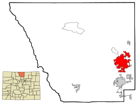 Geografiskt läge i Larimer County och delstaten Colorado