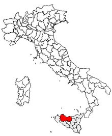 Karta över Italien, med Palermo (provins) markerat