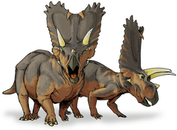 Illustration av Triceratops. Utförd av Mariana Ruiz Villarreal.