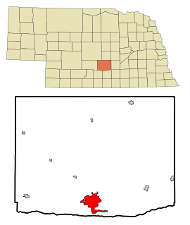Buffalo County Nebraska Incorporated and Unincorporated areas Kearney Highlighted.svg