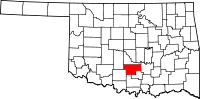 Karta över Oklahoma med Garvin County markerat